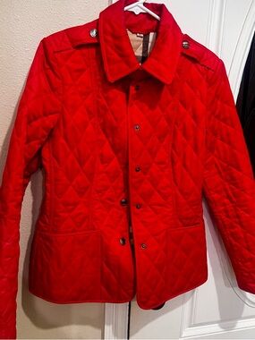 Burberry Red Quilted Diamond-Stitch Puffer Jacket size XL jr or small adult